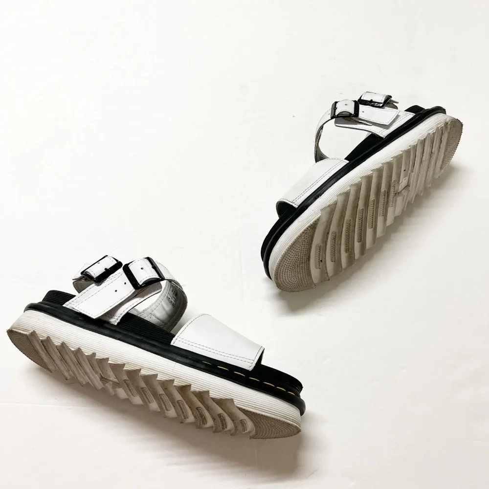 Dr Martens Womens White Voss Leather Strap Platform Sandal Size US 8